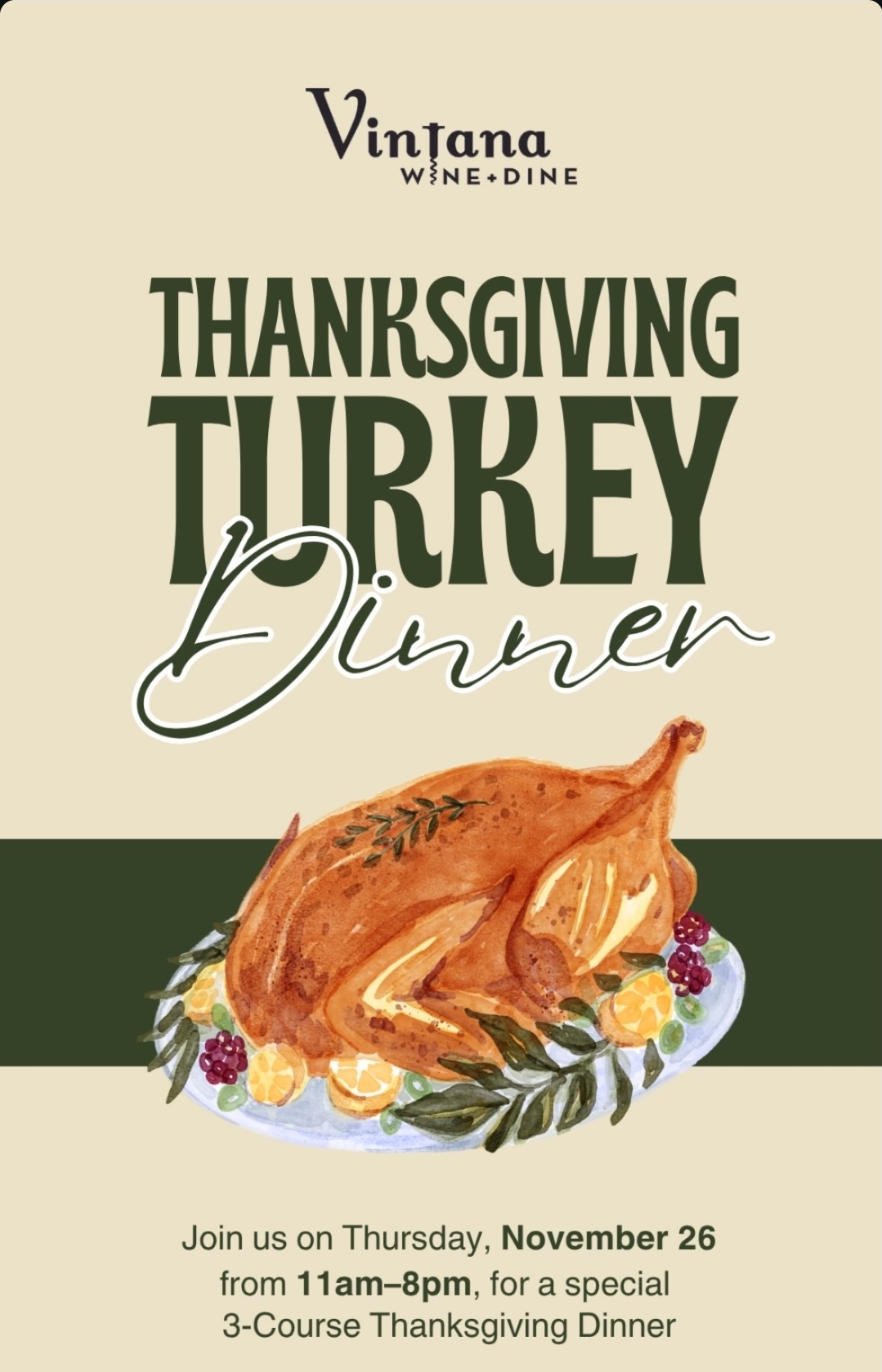 Flyer for Thanksgiving Turkey Dinner