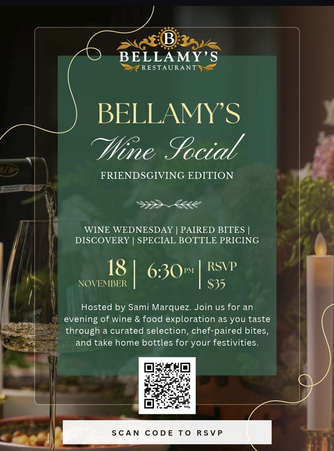 Volante de Bellamy's Wine Social: Edición Friendsgiving