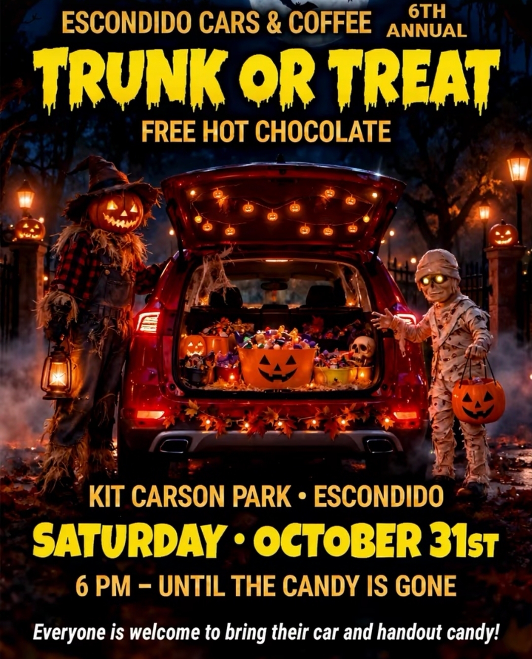 Flyer for Escondido Cars & Coffee Trunk or Treat